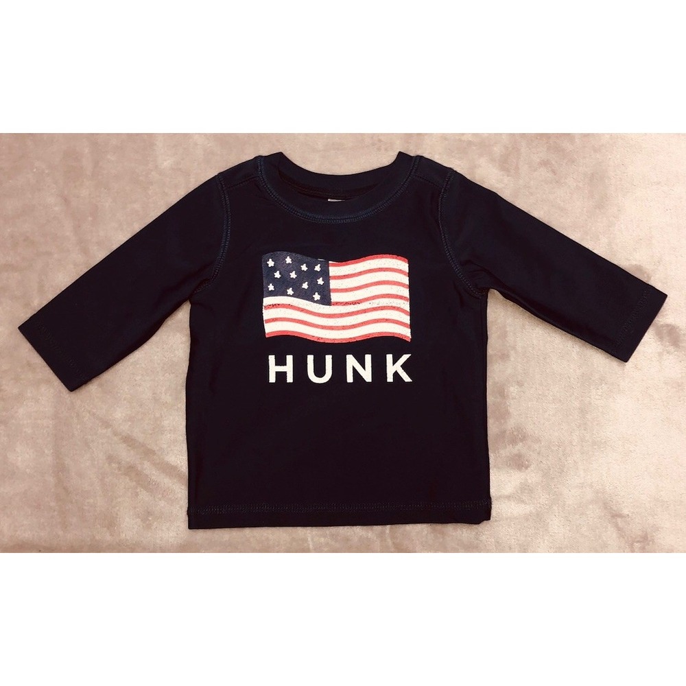 CARTER'S Rash Guard Baby Boy 3 months Navy ‎ Hunk USA Flag Patriotic Swim Top